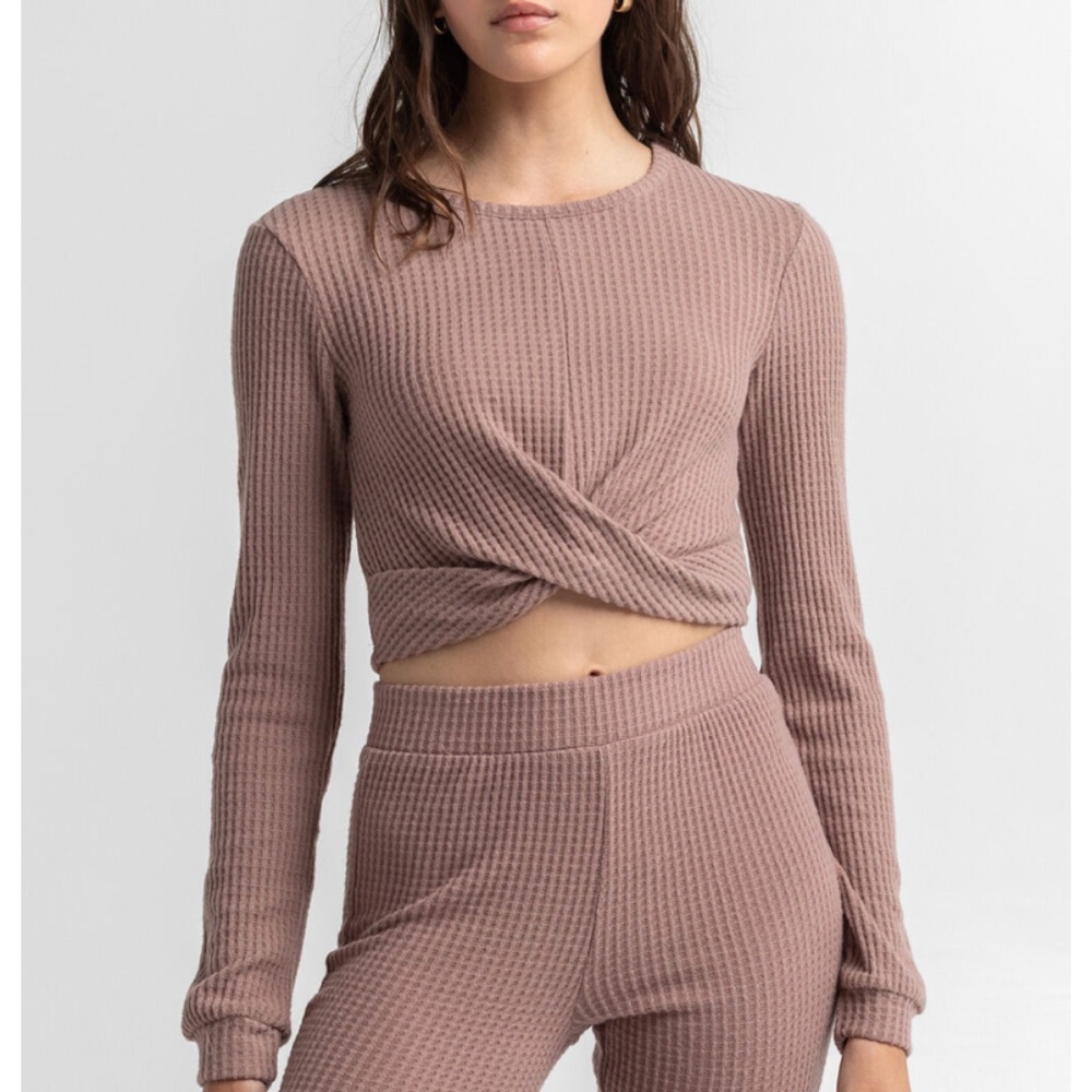 ✧ SKY & SPARROW TILLY’S Taupe Thermal Waffle Knit Set ✧ - Picture 5 of 7